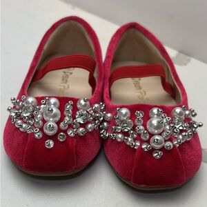 Dream Pairs Toddler Size 6 Red Dress Shoes with Rhinestone & Pearl Accents